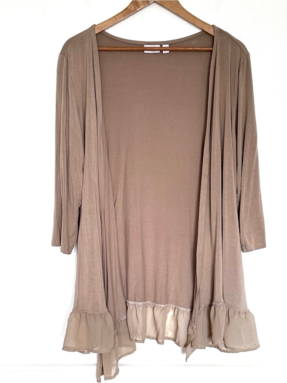 Kim Rogers Cardigan Women’s XL Beige Open Front 3/4 Sleeve Lightweight